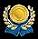 gold medal & ribbon on black bkgd