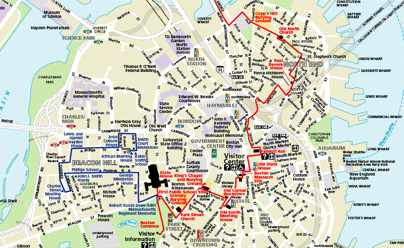 Map of Boston's Freedom Trail