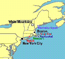 Map of New England and New York